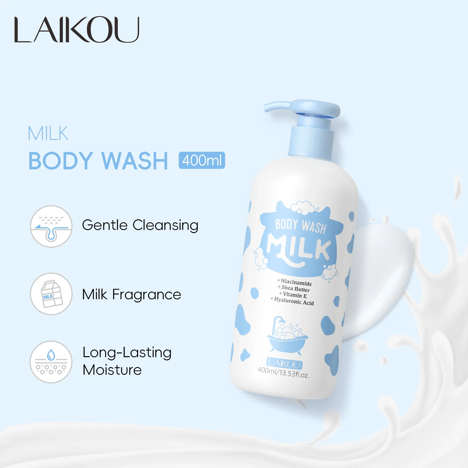 LAIKOU Milk Body Wash Review: My Honest Thoughts After 2 Months 1 LAIKOU Milk Body Wash bottle held in hand
