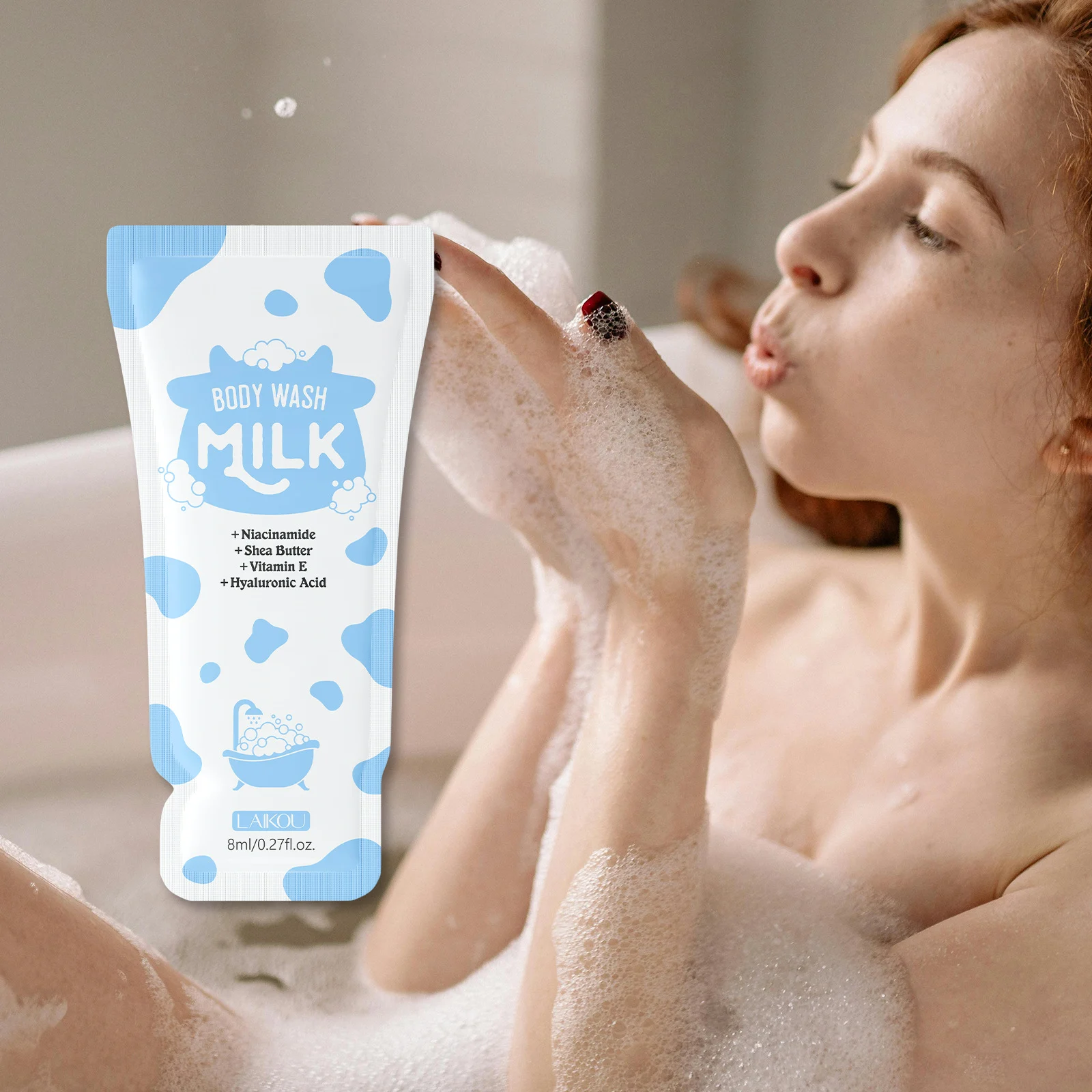 LAIKOU Milk Body Wash Review: Gentle Hydration or Just Hype? 2 Close up of LAIKOU Milk Body Wash lather on skin